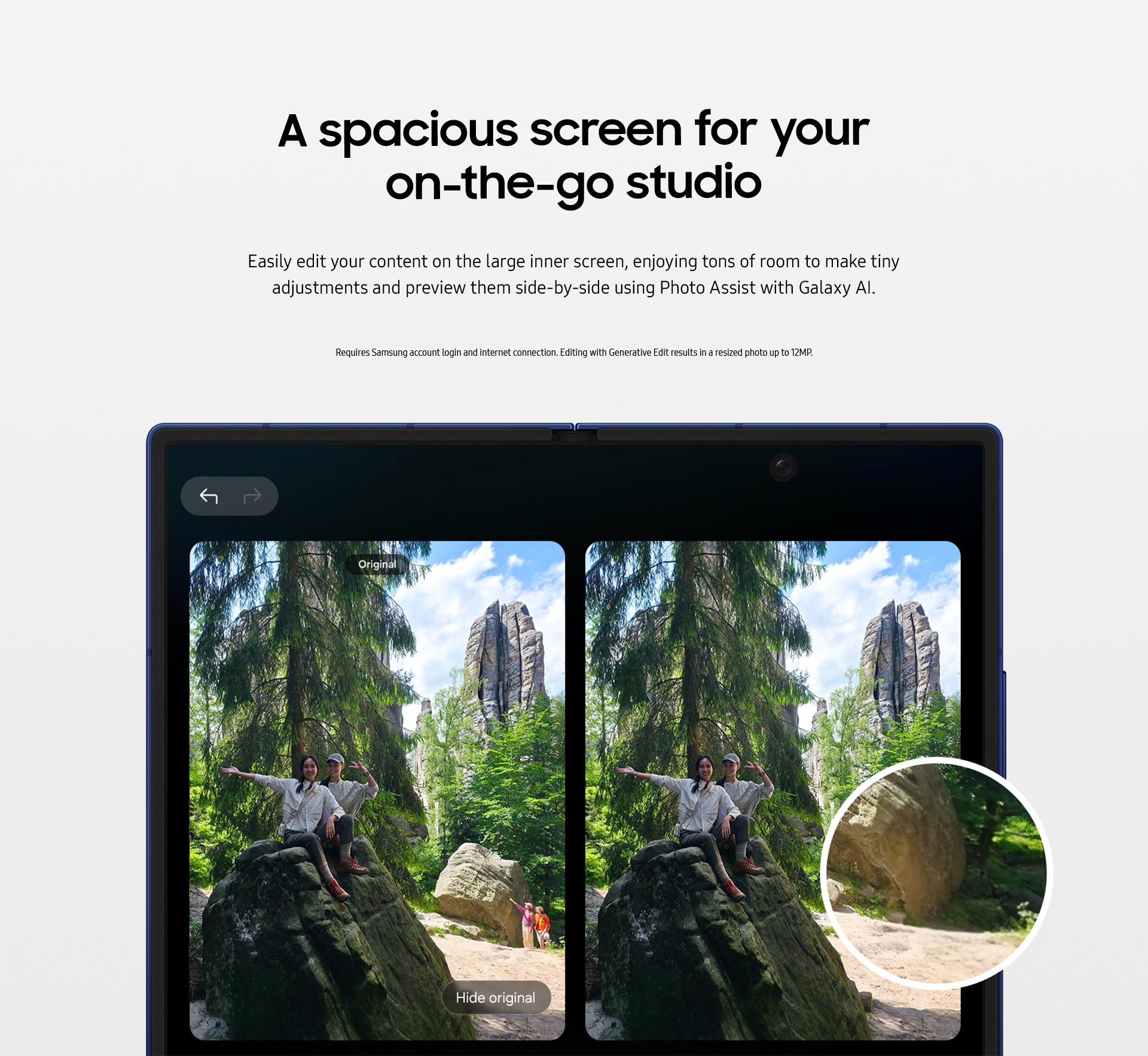 A spacious screen for your on-the-go studio