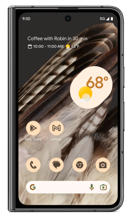 Google Pixel fold displaying home screen