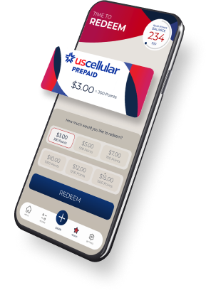 Phone showing the Redeem page of the prepaid rewards app